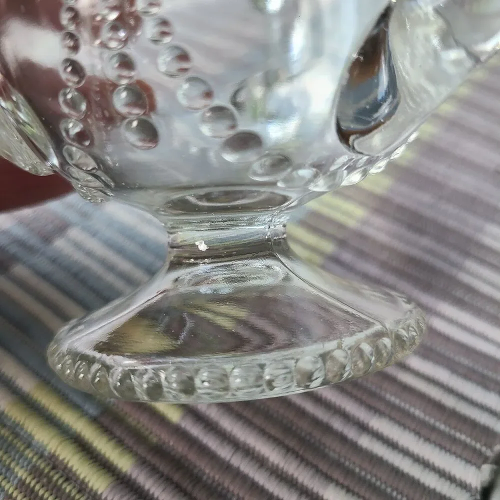 Antique Indiana Glass Jewel & Festoon Clear Glass Mini Loving Cup Three Handles